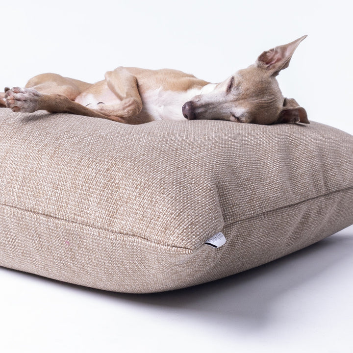 Luxury Dog Bed Mattress deep-filled to stay supportive over time. Shown in Weave II, a textured weave that is resistant to wear.