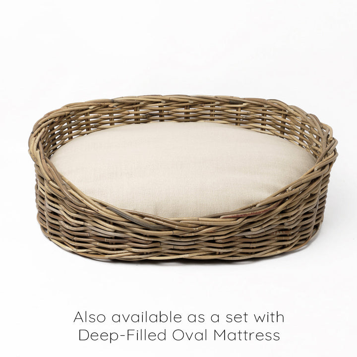 Oval Rattan Dog Baskets - Greywash