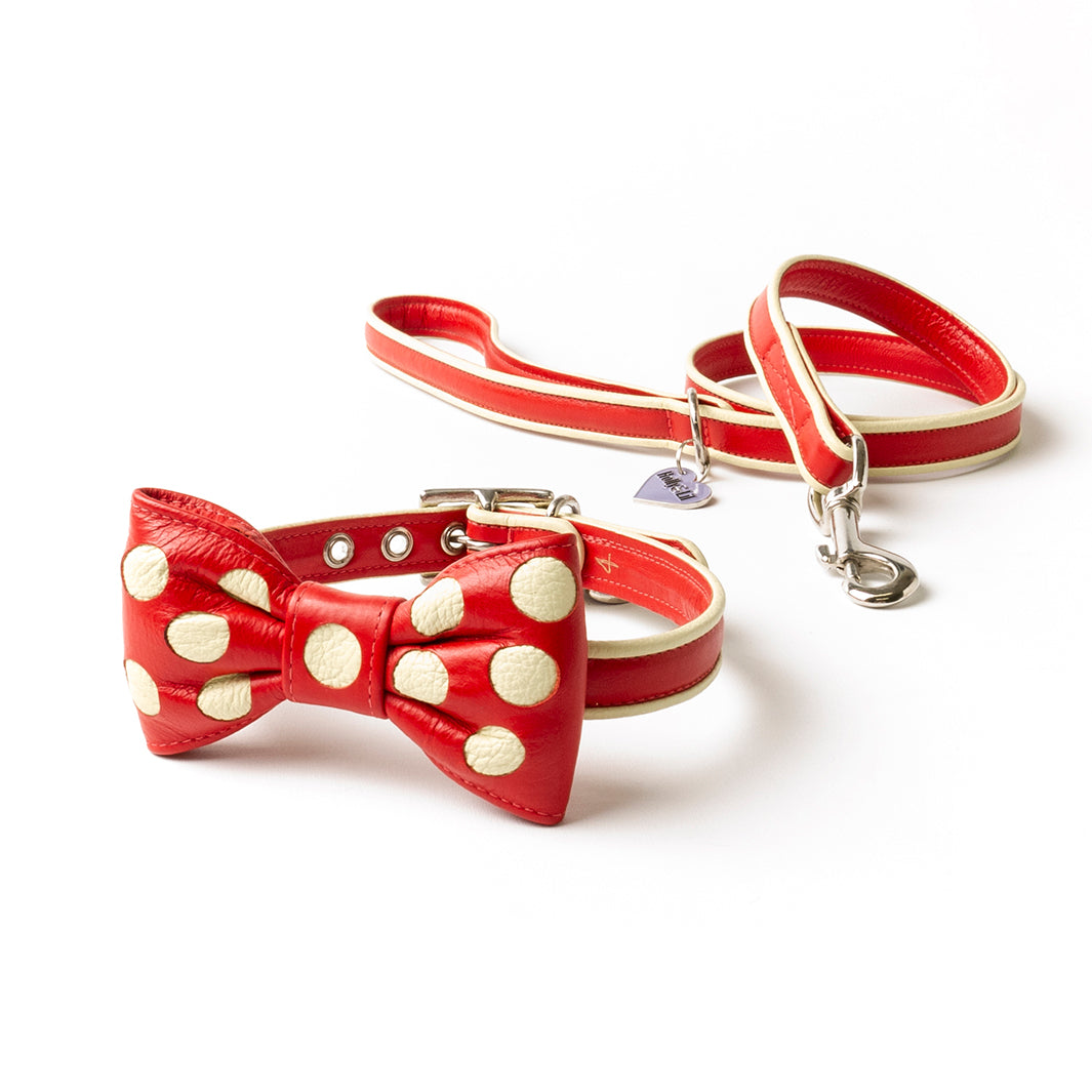 holly&Lil Leather Bow Tie Dog Collar