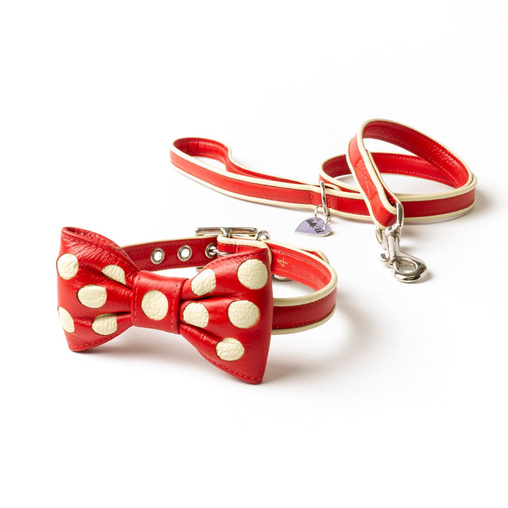 holly&Lil Leather Bow Tie Dog Collar