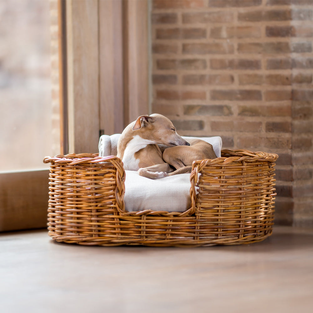 Charley Chau Luxury Oval Rattan Dog Basket