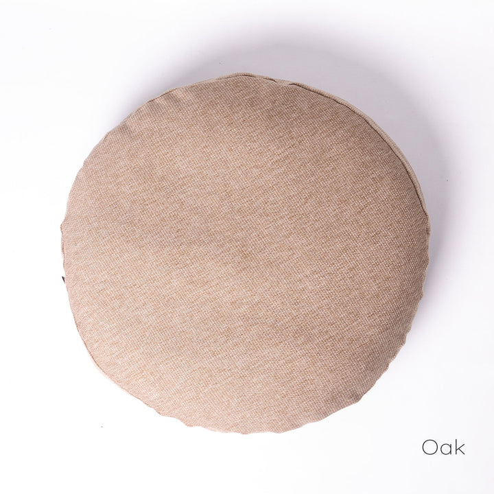 Luxury Round Dog Bed Mattress - shown here in a warm beige / brown - Oak