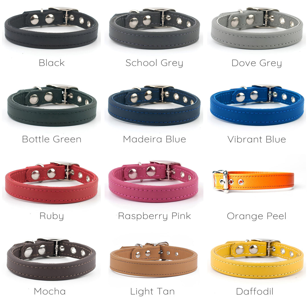 Bespoke Leather Dog Collar - Classic Slim in 12 Colours